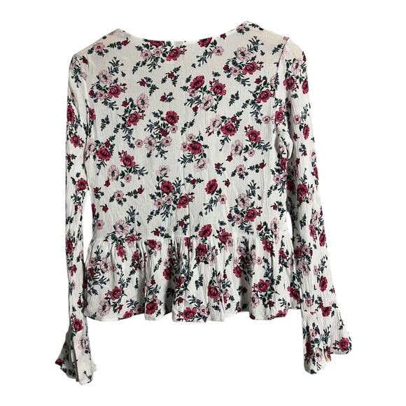 H&M Divided Floral Cottage Shirt Blouse Top Coquette 4 Small Peplum Girly - Picture 5 of 5